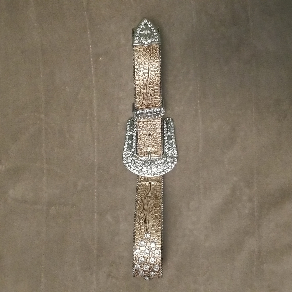 Tan western rhinestone belt
